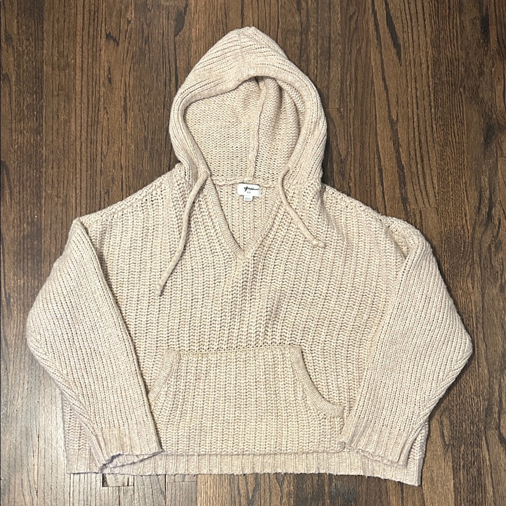 Aerie Cozy Knit Hoodie in Beige